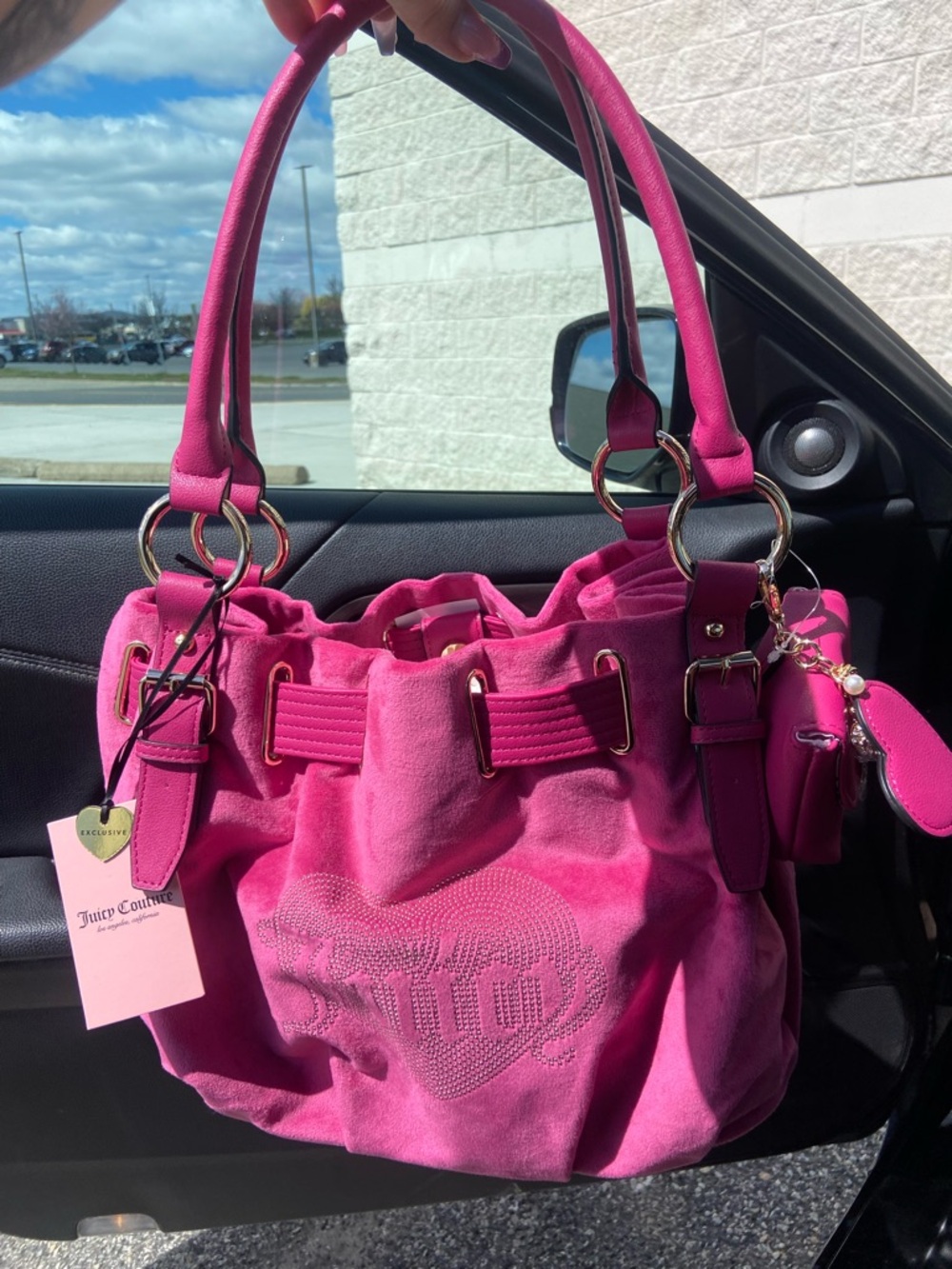 Juicy Couture Fuchsia Velvet Shoulder Bag - Picture 2 of 6